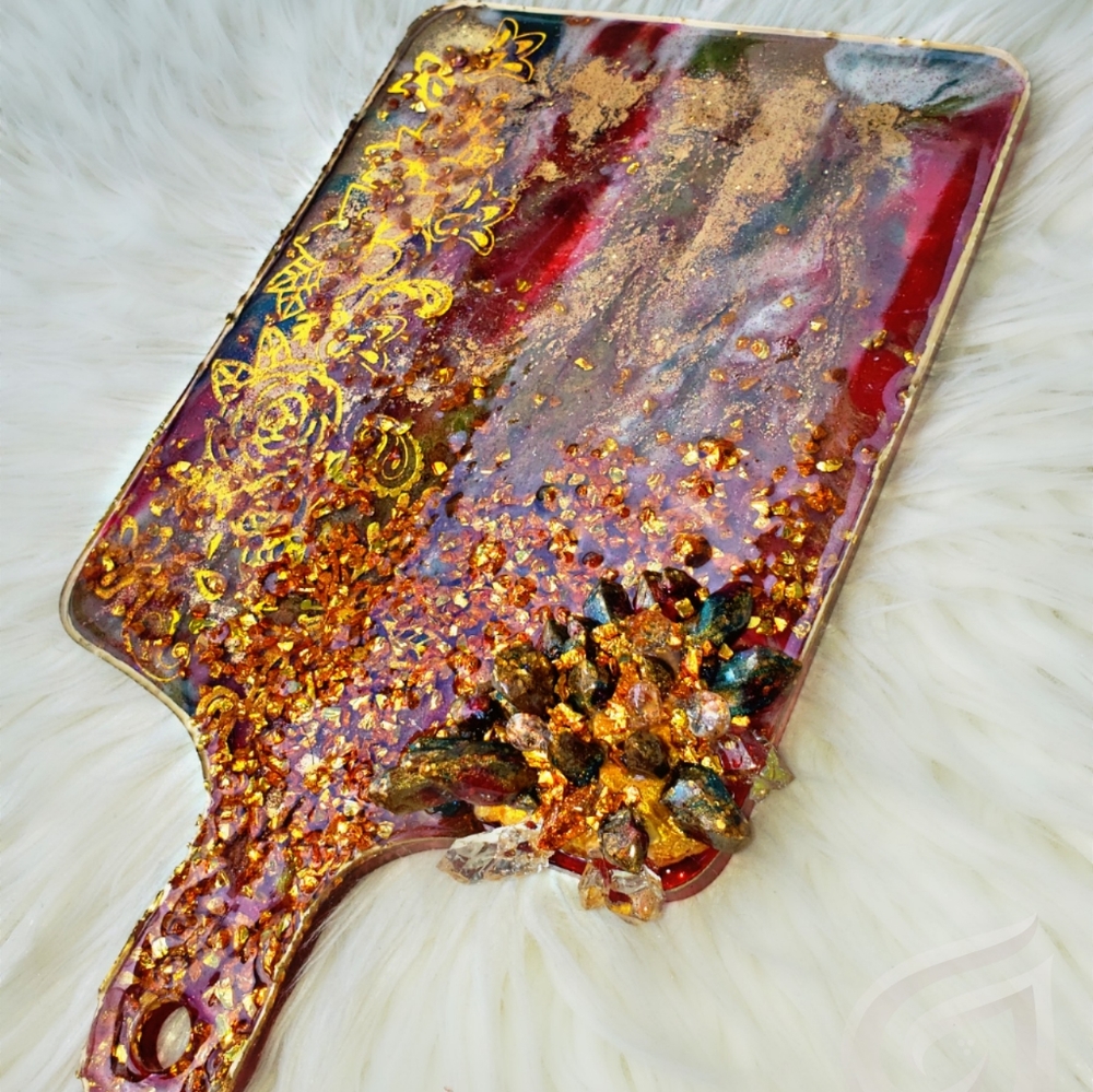Handmade Cutting Board with Crystals